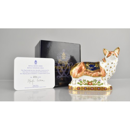 275 - A Limited Edition Royal Crown Derby Paperweight, Royal Windsor Corgi, No. 221/950, Boxed with Certif... 