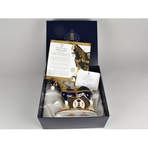 301 - A Royal Crown Derby Limited Edition Paperweight, Shire Horse, No. 666/1500, With Gold Button