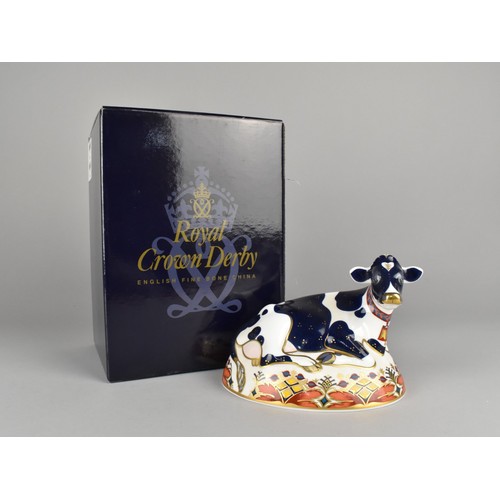 282 - A Royal Crown Derby Limited Edition Paperweight, Friesian Cow 'Buttercup', with Gold Button