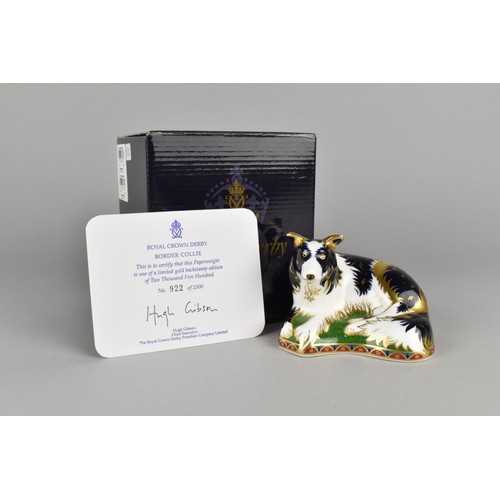 299 - A Royal Crown Derby Limited Edition Paperweight, Border Collie, No. 922/2500 With Gold Button