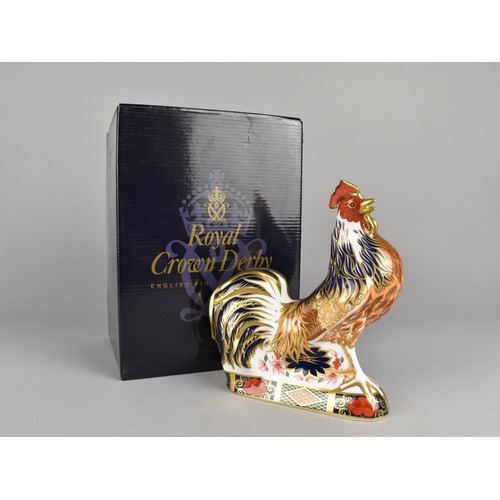 293 - A Royal Crown Derby Limited Edition Paperweight, Imari Rooster, With Gold Button