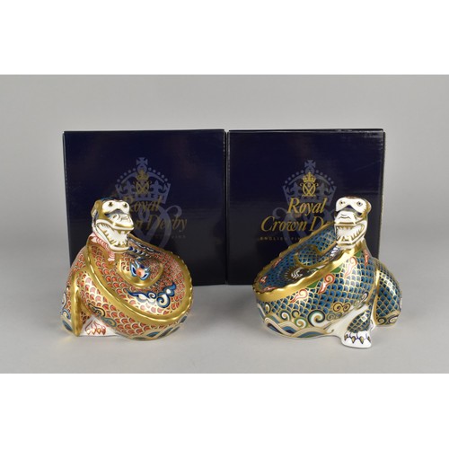 291 - Two A Royal Crown Derby Limited Edition Paperweights, Pair Millennium Dragons 1. Dragon of Happiness... 