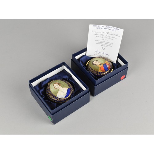 236 - Two Limited Edition Royal Crown Derby Enamelled Boxes, Queen Victoria No. 32/100 and Prince Albert N... 