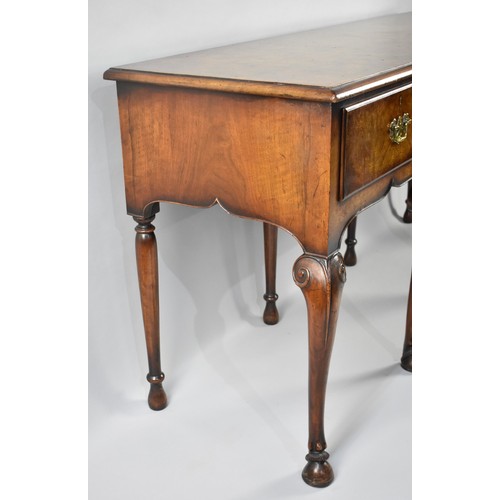 380 - A Good Quality Burr Walnut Three Drawer Reproduction Dresser Base on Cabriole Front Legs, Brass Drop... 