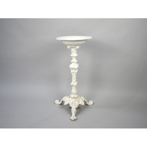 365 - A Victorian Heavy Cast Iron Bird Bath Painted White, Probaby Coalbrookdale, on Moulded Support with ... 