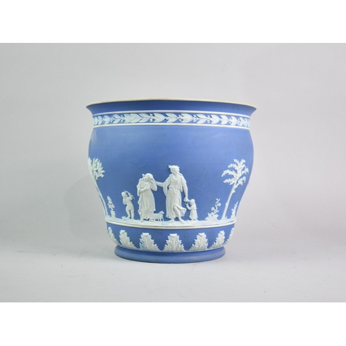 101 - A Large Wedgwood Blue Jasperware Jardinière, 24cms Diameter and 21cms High