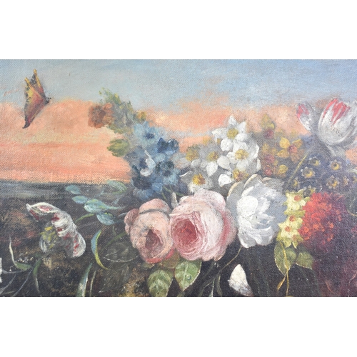 134 - A Gilt Framed 19th Century Oil on Canvas, Still Life, Flowers, 50x30cms