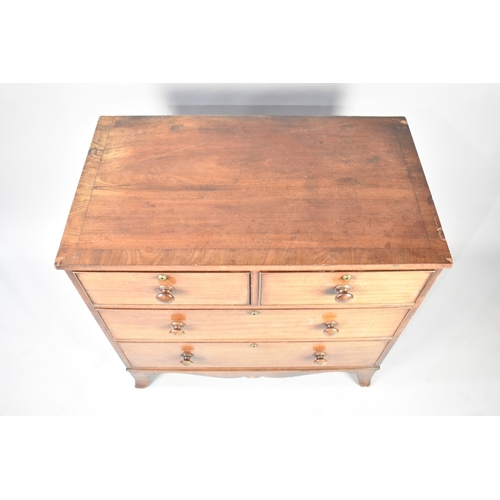 141 - A 19th Century Small Mahogany Chest of Two Short and Two Long Drawers, Bracket Feet, 90cms Wide