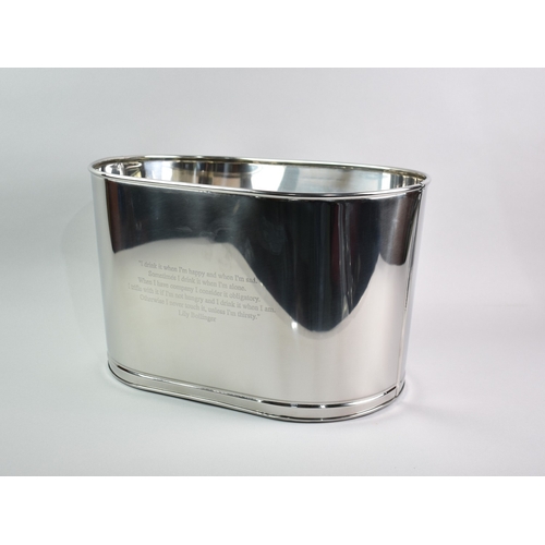 153 - A New and Unused Silver Plated Six Bottle Champagne Cooler with Quotes from Lily Bollinger and Napol... 