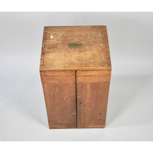 170 - A Late 19th Century Oak Instrument Case with Campaign Style Inset Brass Carrying Handles, 35cms Wide... 