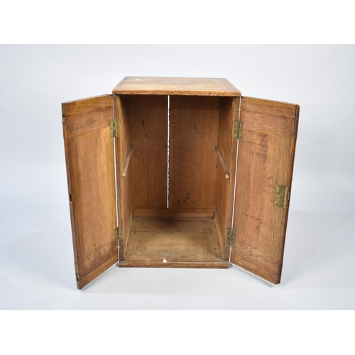 170 - A Late 19th Century Oak Instrument Case with Campaign Style Inset Brass Carrying Handles, 35cms Wide... 