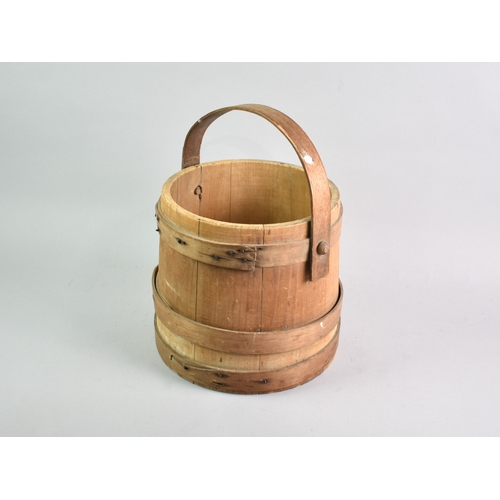 182 - A Vintage Wooden Firkin Bucket, 24cms High