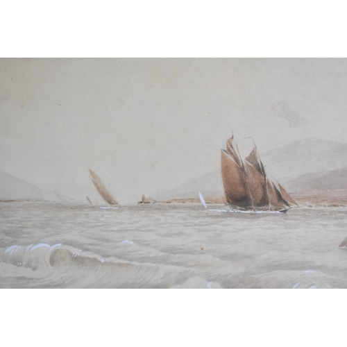 191 - A 19th Century Framed Watercolour Depicting Sailing Boats Viewed from Stormy Beach, Monogrammed Bott... 