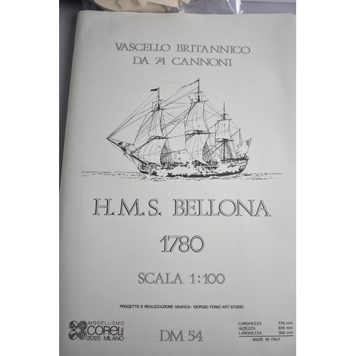 232 - An Unmade Italian Model Kit for HMS Bellona, Believed to Be Complete but not checked.