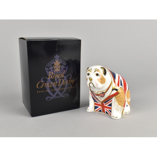 268 - A Crown Derby Imari Paperweight, The British Bulldog, Gold Button