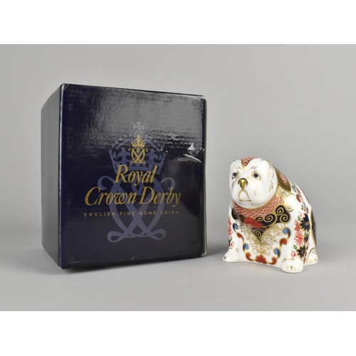 269 - A Royal Crown Derby Paperweight, Old Imari Bulldog, Gold Button Together with a Further Example