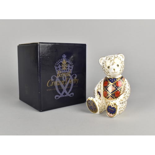 270 - An Exclusive Pre-release Edition of 150 Royal Crown Derby Paperweight, Imari Teddy Bear, Gold Button