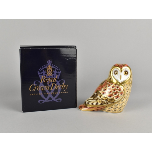 279 - A Royal Crown Derby Paperweight, Short Eared Owl, Gold Button