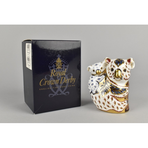 283 - A Royal Crown Derby Paperweight, Koala and Baby, Gold Button