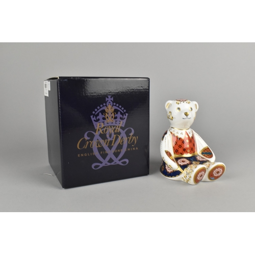 298 - A Limited Edition Royal Crown Derby Paperweight, Yorkshire Rose Mummy Bear, Gold Button