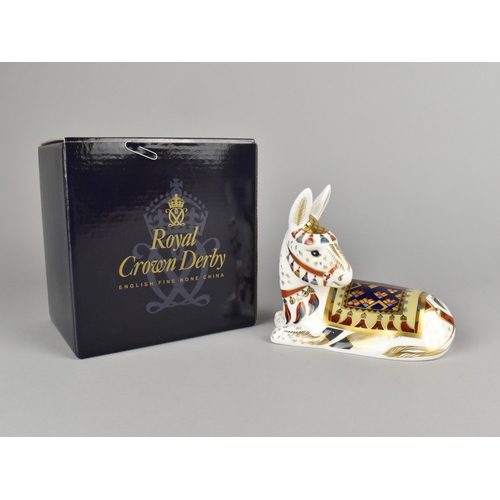 307 - A Limited Edition Royal Crown Derby Donkey Paperweight, Thistle, Gold Button