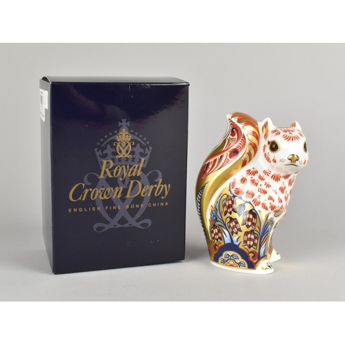 308 - A Limited Edition Royal Crown Derby Paperweight, Welbeck Squirrel, Gold Button