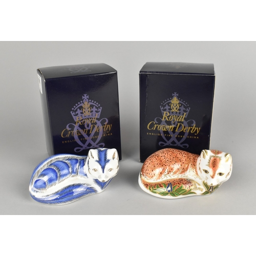 309 - Two Royal Crown Derby Paperweights, Limited Edition Leicestershire Fox and Platinum Arctic Fox, with... 