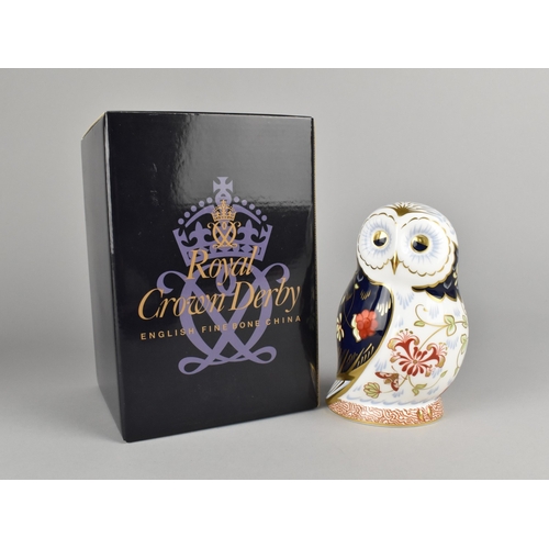 311 - A Royal Crown Derby Paperweight, Daybreak Owl, Gold Button