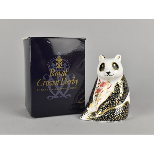 327 - A Royal Crown Derby Paperweight, Panda, Gold Button