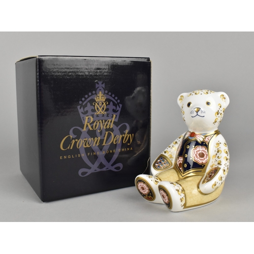 334 - A Limited Edition Royal Crown Derby Paperweight, Yorkshire Rose Daddy Bear, Gold Button