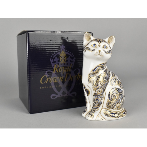 337 - A Limited Edition Royal Crown Derby Cat Paperweight, Majestic, Gold Button 2304/3500