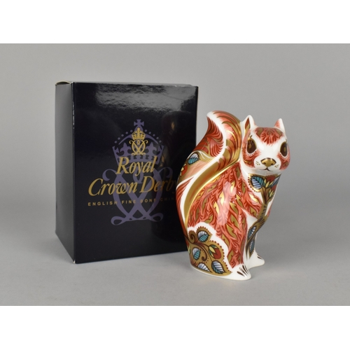 343 - A Royal Crown Derby Paperweight, Woodland Squirrel, Gold Button