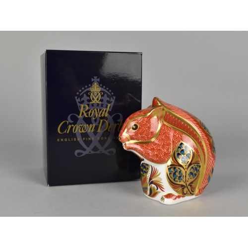 344 - A Royal Crown Derby Paperweight, Squirrel, Gold Button