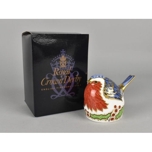 345 - A Royal Crown Derby Pre-release Edition of 250 Paperweight, Christmas Robin, Gold Button