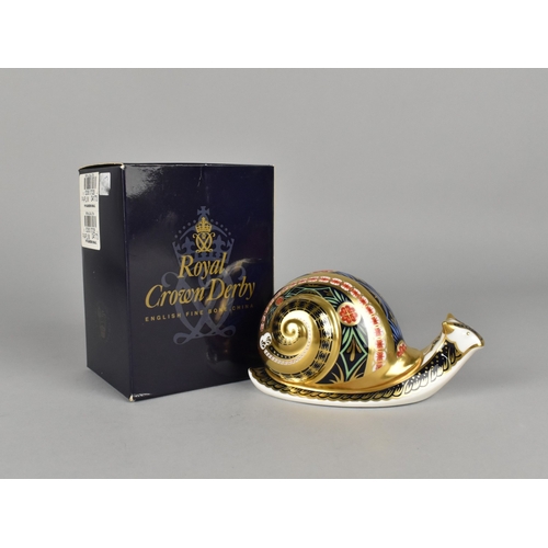 347 - A Limited Edition Royal Crown Derby Paperweight, Garden Snail, 3119/4500, Gold Button