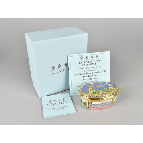 39 - A Boxed Halcyon Days Limited Edition Enamel Box to Commemorate Queen Elizabeth's 80th Birthday 2006,... 