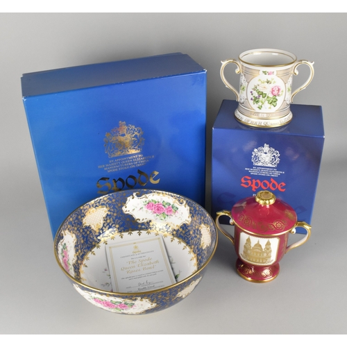 397 - Three Pieces of Limited Edition Spode Commemorative to Comprise Large 'The Spode Queen Elizabeth Ros... 