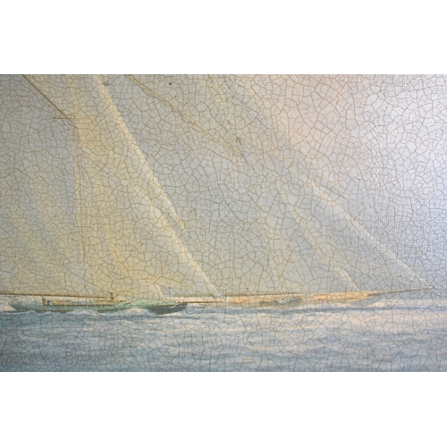 401 - A Framed Crackle Glazed Print, Sailing Boats, Subject 54x40cm