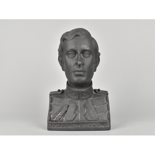 458 - A Wedgwood Black Basalt Bust, HRH Prince Charles, 25cm high