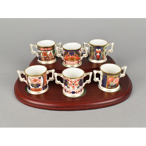 470 - A Set of Six Limited Edition Royal Crown Derby Miniature Imari Loving Cups, No.87, Various Imari Pat... 