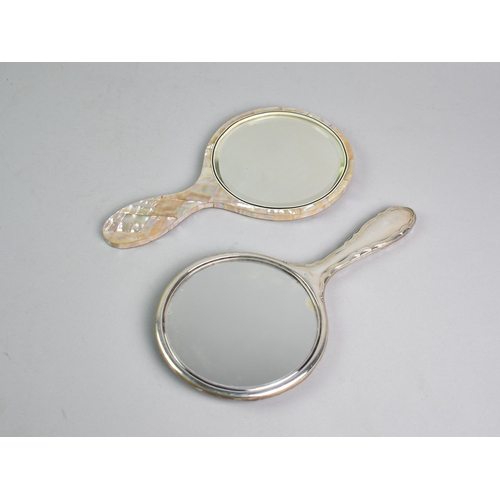 483 - Two Early 20th Century Hand Mirrors to include One Silver and One Mother of Pearl Mounted Example, S... 