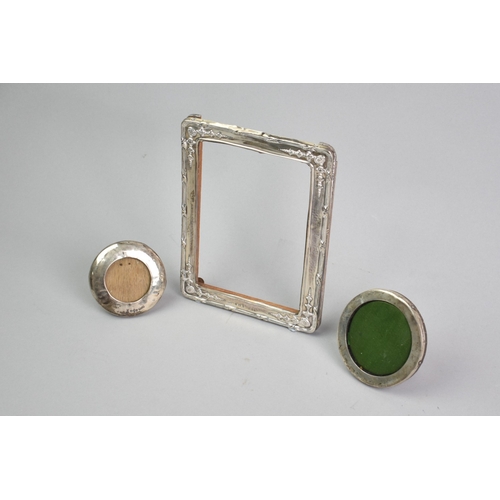 484 - Two Early 20th Century Circular Silver Photo Frames, together with Part Rectangular Example, Two wit... 