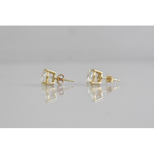 515 - A Pair of 14ct Gold and CZ Mounted Stud Earrings, Round Brilliant Cut Stones Measuring 7.9mm Diamete... 