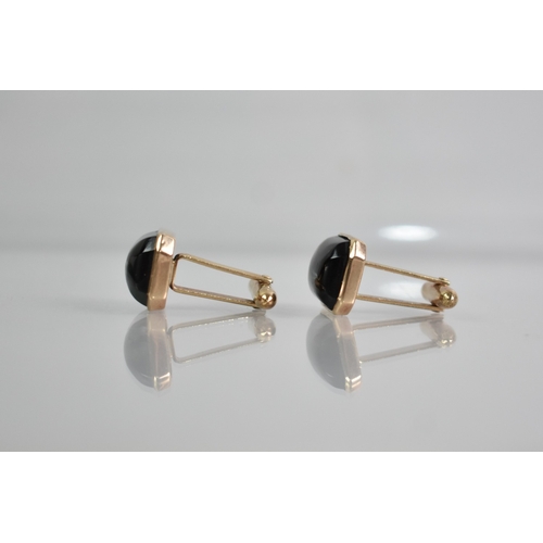 520 - A Pair of Good Quality 10ct Rose Gold and Tigers Eye Octagonal Cabochon Mounted Cufflinks, Stones Me... 