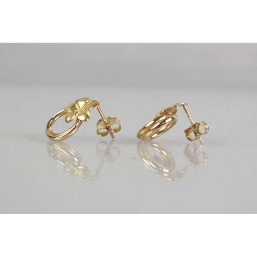 523 - A Pair of 9ct Gold Dual Hoop and Floral Earrings, Posts Stamped 375, 15mm Drop Total, 1.2gms