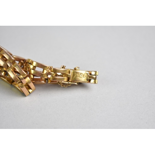 524 - A Gold Coloured Metal Bracelet, Unmarked, 12.3gms together with a Gold Plated Example