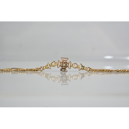 524 - A Gold Coloured Metal Bracelet, Unmarked, 12.3gms together with a Gold Plated Example