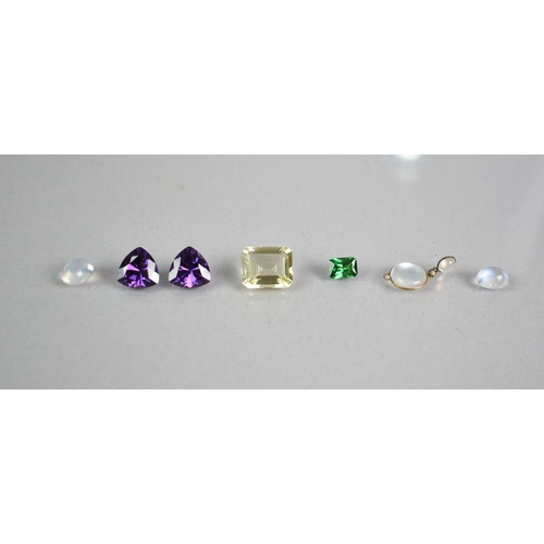 529 - A Collection of Various Cut Gemstones to include Cabochon Moonstone, Citrine, Green Tourmaline Type ... 