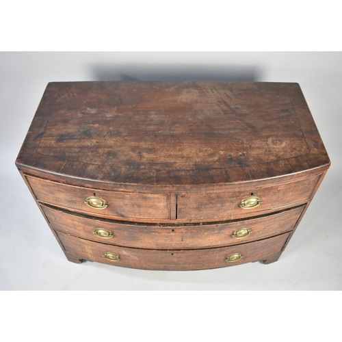 572 - A Low Victorian Mahogany Bow Fronted Chest having Two Short and Two Long Drawers, 107cms Wide