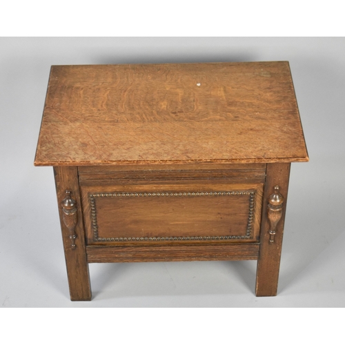 63 - A Mid 20th Century Oak Lift Top Sewing Box, 54cms Wide and 44.5cms High